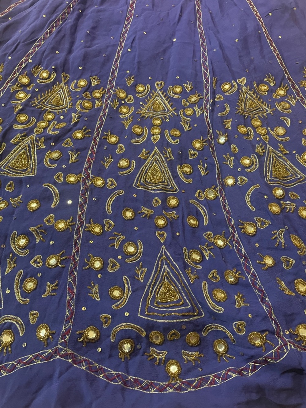 Soft Surroundings "Preciosa" Purple Hand Beaded Sequin Mirror Maxi Skirt Boho L - Picture 6 of 13